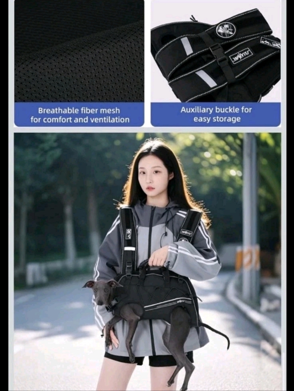 Wakytu Pet Carrier Backpack Sling Dog Mobility Assist Nail Cutting